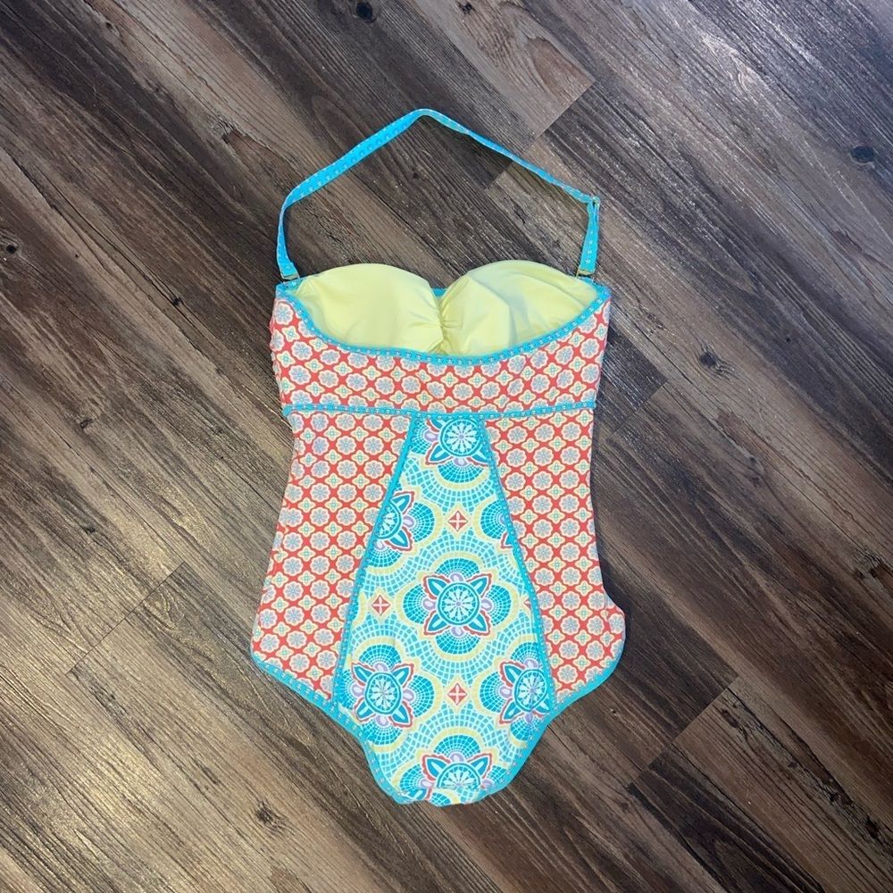 COCO Rave Multicolor Halter One Piece Swimsuit Size L Cup Size 36 B/C - Picture 2 of 3